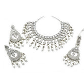 Ayesha Jarkan Tassel Pearl Set - Silver - The pashm